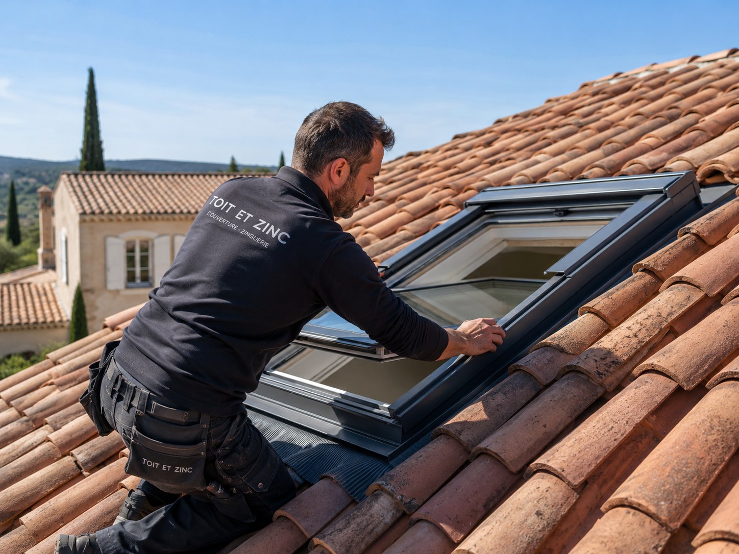 Pose d’une fenêtre de toit sur une toiture méditerranéenne